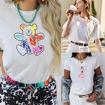 Streetwear T-Shirt Femei Hip Hop De Culoare Tipărite Îmbrăcăminte Tricou 2022 Harajuku Casual De Vara Cu Maneci Scurte Tricou Alb Tendință Topuri