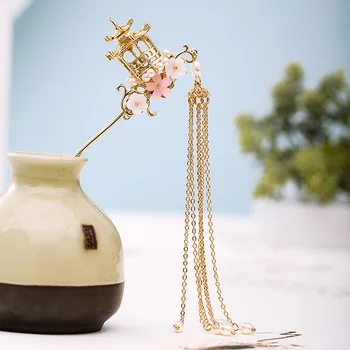 Nou Chinezesc Hanfu Rochie Agrafe Agrafe Flori de Perle de Culoare de Aur Ciucuri Lungi de Păr Furculita Bastoane Headpieces pentru Femei Fete