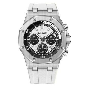 Moda Cuarț Ceas pentru Bărbați Curea Silicon alb Cronograf Ceasuri Militare Sport Auto Data Ceas de mână de Om часы relogio