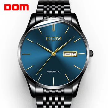 Ceas mecanic DOM Ceasuri de mana Automatic Mens Watch Top Brand de Lux Casual din Piele Impermeabil Ceas Barbati M-89BK-2M