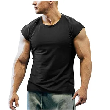 2021 Fierbinte Vara din Bumbac pentru Barbati Lenjerie de corp fără Mâneci Rezervor de Top Solid Musculare Vesta Maieuri O-gât Gymclothing T-shirt vestă de bărbați