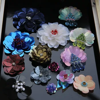 3D Handmade cu margele flori Patch-uri pentru haine DIY coase pe sequin stras parches cu Margele florale dantela patch-uri