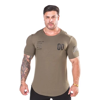 2019 Bărbați T-Shirt de Moda cu Mâneci Scurte Fitness Culturism Tricou Pentru Bărbați Antrenament Slim Fit tee Bumbac topuri