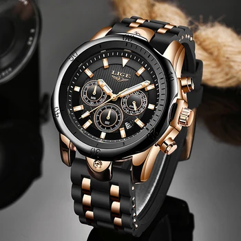 LIGE Bărbați Ceas Sport Cronograf Curea Silicon Cuarț Armată Militar Ceasuri Ceas Barbati Top Brand de ceasuri de Lux de sex Masculin Reloj Hombre
