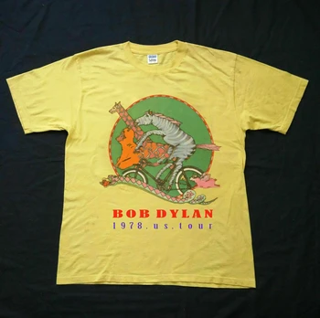 Vintage 1978 Bob Dylan Tur T-Shirt Retipărire Din Bumbac Tricouri Pentru Bărbați