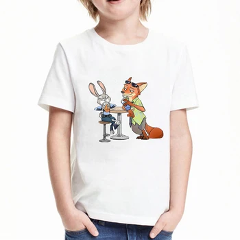 Îmbrăcăminte pentru copii Baieti Amuzante Puli Fete Tricou Copil Iepurasul Judy Fox Nick Grafica de Desene animate Toddler T-shirt Copii Haine