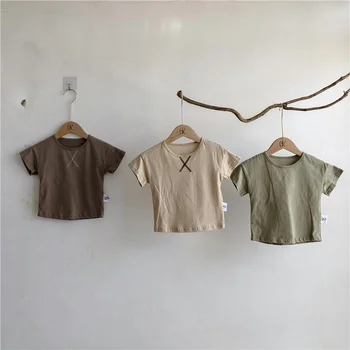 Lunoakvo Copii Tee Maneca Scurta Baieti T Shirt O-gât Toddler Boys Topuri de Bumbac pentru Copii Haine de Copii Haine de Vară Stil coreean