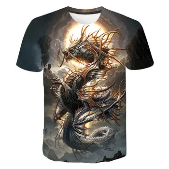 Men ' s T-Shirt Îmbrăcăminte 3D Dominator Dragon Print T-Shirt de Vara cu Maneci Scurte Hip-Hop O-Gât Supradimensionat Tricou Hot Vânzarea de Metal