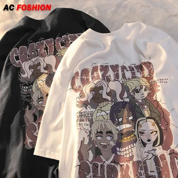 Supradimensionat tricou Femei Anime Imprimare Harajuku Liber Casual Tee Gotic Vara pentru Femeie Îmbrăcăminte Kawaii Y2k Estetice Streetwear Topuri