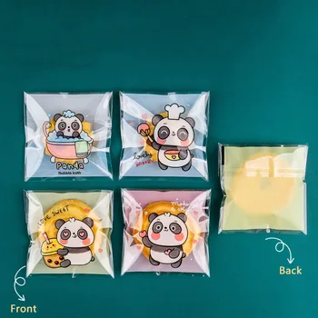 AQ 100buc/lot plin de culoare Mată de Desene animate Drăguț Panda Copil Ziua de nastere Manual Cookie-urile Celofan Desert Auto Adezive de Ambalare Sac