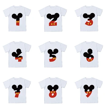 Copii Mickey Mouse Număr de 0-9 Print T camasa Baieti Fete Fericit Ziua de nastere Cadou pentru Petrecere copii Haine Copii Desene animate Amuzant pentru Copii T-shirt