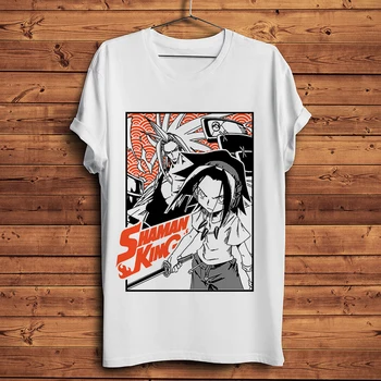 JAPONIA anime Shaman King amuzant tricou barbati alb casual maneca scurta tricou homme manga unisex streetwear t-shirt