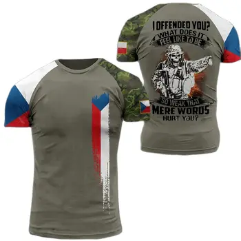 Cehă Armata T-Shirt Pentru Bărbați Pavilion de Imprimare Soldat Veteran de Imprimare pentru Bărbați T-Shirt Îmbrăcăminte Supradimensionate O de Gât Topuri Casual Tricou Maneca Scurta