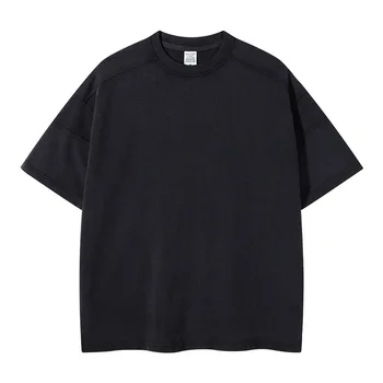 2022 Noi Bărbați T-Shirt de Vara de Bumbac Culoare Solidă Maneca Scurta Spălat Streetwear