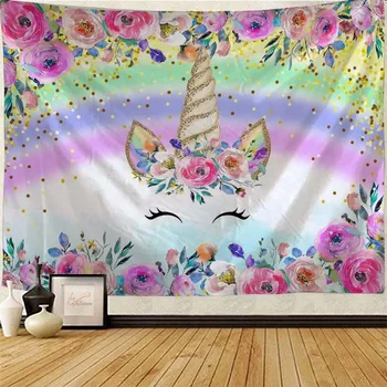 Pisica drăguț agățat de perete decor cameră de învățământ de artă drăguț unicorn print tapiserie camera de zi dormitor fundal pânză tapiz