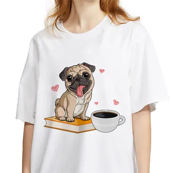 Vara Drăguț câine pug animal print tricou femei tricou Maneca Scurta Pentru Femei Îmbrăcăminte Ulzzang Harajuku Doamnelor tricou