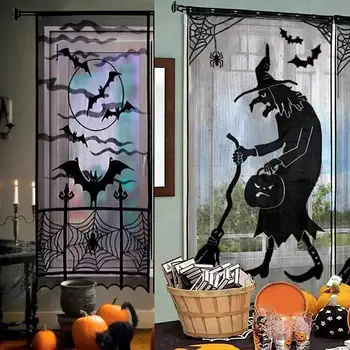 Unic Halloween Plasă De Dantelă Neagră Decoratiuni Fete De Masa Ușă Fereastră Perdea Abajur Pentru Halloween Cadouri Petrecere Casa Si Gradina