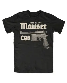 Mauser C96 Premium T-Shirt Arma 08, Parabellum, Auto-Încărcare Pistol, Germania Barbati Tricou Scurt Casual din BUMBAC 100% O-Gât