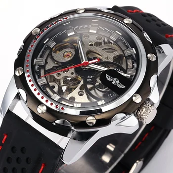 Faimosul Brand de Moda Noua ceasuri Mecanice Skeleton Ceasuri Curea de Cauciuc Bărbați Automat Mechanical Ceas Relogio Masculino