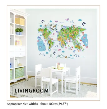 Harta lumii autocolante de perete pentru camere de copii dormitor decor mural pentru copii casa de home decor de perete camera autocolante pentru decorare