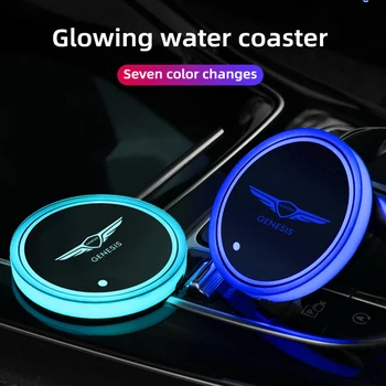 2 buc Pentru Hyundai GENESIS g80 g70 g90 gv80 gv70 Accesorii Auto LED Logo Car Cup Holder Tampoane RGB Schimbarea de Încărcare USB roller-Coastere