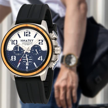 HNATUY Relogio Masculino Bărbați Ceasuri Sport 5bar Impermeabil Ceas din Oțel Inoxidabil Caz Luxuri Cronograf Cuarț Ceas