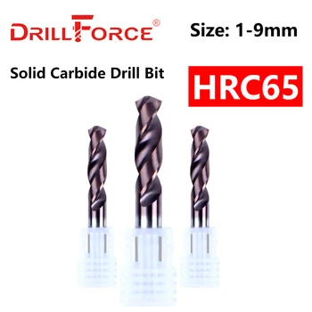 Drillforce 1 BUC Diam. 1.0-9.0 mm HRC65 Carbură Solidă burghie Burghiu Biți Pentru Călit Aliaj Instrument din Oțel Inoxidabil