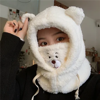 Iarna Masca Cald Capac de lână pentru Femei Japoneze urs Drăguț palarie Fata Kawaii Îngroșat de Protecție pentru Urechi Moda Prop palarie de Petrecere Nou
