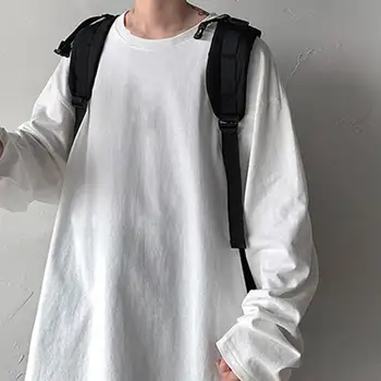 2021 Bărbați Mânecă Lungă T-shirt Plus Size Solid se Potrivesc Rotund Gat sex Masculin de Bază Vrac Tee cămașă Cuplu coreean Casual de Toamna Tees