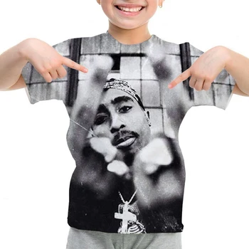 Tupac 2Pac 3d de Imprimare Tricou Copii Drăguț Desene animate T-shirt Băieți/fete Anime Amuzant Topuri Teuri Grafice Cool Tricou Copii