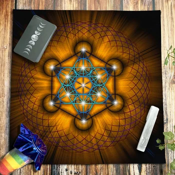 Geometria Sacră Catifea Tarot Masă Metatron Cub Cârpă Altar Spiritual Hexagrama Cristal Pendul Astrologie Oracle Card De Tampoane