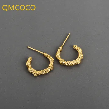 QMCOCO Stil coreean Culoare Argintie C-în formă de Lună Suprafață Neregulată Cercei Femeie de Moda Temperament Geometrie Cadouri Bijuterii