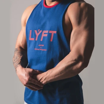 LYFT Antrenament sala de Sport Mens Rezervor de Top Musculare Slim Fitness fără Mâneci Tricou Sport Bărbați Rezervor de Culturism bluze de corp din Bumbac Vesta