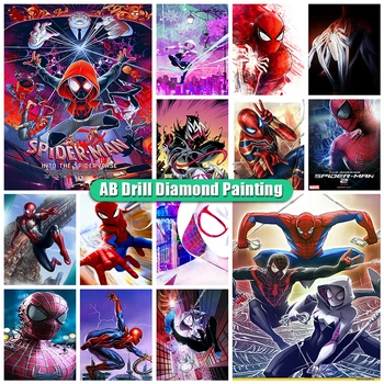 AB Diamant Pictura Disney Spiderman Desene animate DIY Complet Pătrat Rotund Marvel Diamant Mozaic Cruce cusatura Broderie Decor Acasă Cadou