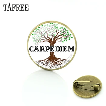 TAFREE Vânzare Fierbinte Copac Carpe Diem Brose Brosa Pin Design Clasic Cabochon Dom Bijuterii Elegant Pentru Cadou de Ziua CD03