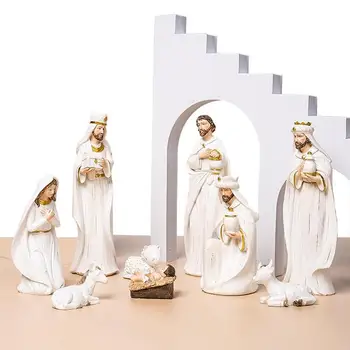 Nașterea Domnului Seturi De Crăciun De Interior Delicat Nașterii Statuie Figurina Set Piscină Interioară Scena Nașterii De Crăciun Decor Mini