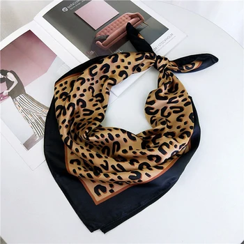 Moda Leopard de Imprimare Cravată Femei Hijab Esarfa Pentru Par Mici Șaluri Bandană Cap Marame de sex Feminin 70cm*70cm Sac de Drăguț Eșarfe