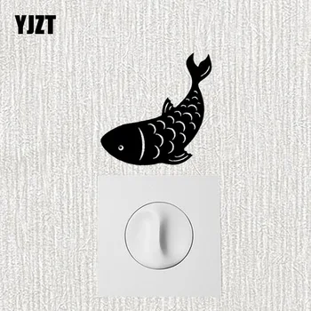 YJZT Pește Amuzant Vinil Decor Dormitor Animale de Desene animate Creative Perete Decal Comutator Autocolant 17ss0372