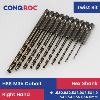 HSS M35 cu Cobalt Twist Set burghie cu 10-Dimensiunea de 1,5 mm si 2.0 mm si 2.5 mm si 3.0 mm si 3.5 mm si 4.0 mm si 4.2 mm&4.5 mm si 5,0 mm&6.0 mm de Înaltă Calitate