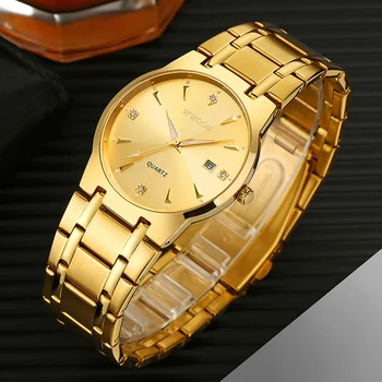 WWOOR Nou Diamant Barbati Ceas de Aur Cuarț Ceas din Oțel de Lux, Ceasuri Sport rezistent la apa Chrongraph Data Ceas Relogio Masculino
