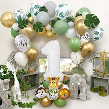 Jungle Animal Balon de Aur Număr Globos Safari Petrecere de Ziua de Decorare pentru Copii Copil de Dus Baloon 1st Birthday Party Decor