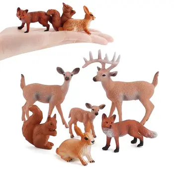 Veveriță, Vulpe, Cerb Familia Iepure Animale Figuri Artificiale Miniaturale Jucării Decor Acasă