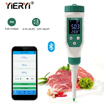 Yieryi Profesionale Inteligent Bluetooth PH-Metru de Acvacultură Alimente Solului PH-ul Pielii Monitor Tester pentru Rezervor de Pește Fructe, Brânză, Carne Aluat