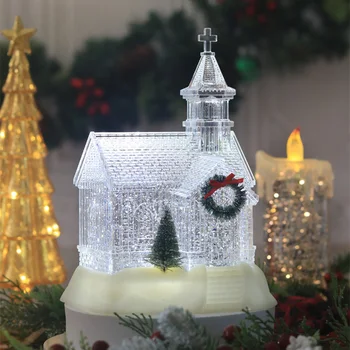 Cristal De Zăpadă Casa De Muzică Bisericească Cutie Sfeșnic Luminos Ornamente De Pom De Crăciun De Decorare Pentru Copii Cadouri