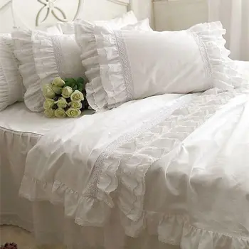 De lux de Top coreean set de lenjerie de pat elegant cu broderie dantelă carpetă acopere zburli ambarcațiuni straturi tort lenjerie de pat cuvertura de pat cearșaf fierbinte de vânzare