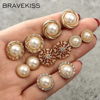 BRAVEKISS Pearl Earring Set Retro 6 Perechi Pearl Floare Stud Cercei Moda Bijuterii pentru Femei, Cadouri de zi cu Zi/de Cumpărături Nou BPE1343