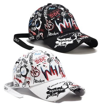 Noul Negru și Alb Litere Graffiti Șapcă de Baseball pentru Bărbați și Femei Hip Hop de Moda Trendy Capac Vara pălărie de Protecție solară