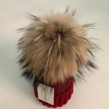 Moda Real Blană De Vulpe Blană De Nurcă Pompoms15cm Chelioși Căciuli, Pălării Pentru Femei Fată De Iarnă Pălării Calde De Primăvară Copii Beanie Hat 2019 Noi