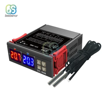 STC-3008 Dual Digital Controler de Temperatura Două Ieșire Releu Termostat Termostat Cu Încălzire Cooler de 12V, 24V, 110V 220V