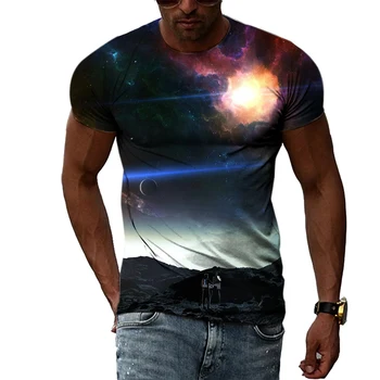 Vara Noi de Vânzare cele mai Bune Cosmic Star 3D de Imprimare de Moda Casual Interesant Si nou Top cu Maneci Scurte Moale Și Pierde Bărbați T-Shirt